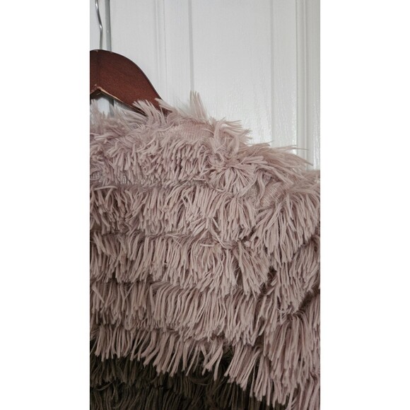 Anthropologie Sage Colorblocked Fringe Faux-Fur Multi-Color Coat Women's Size M. - Picture 11 of 11